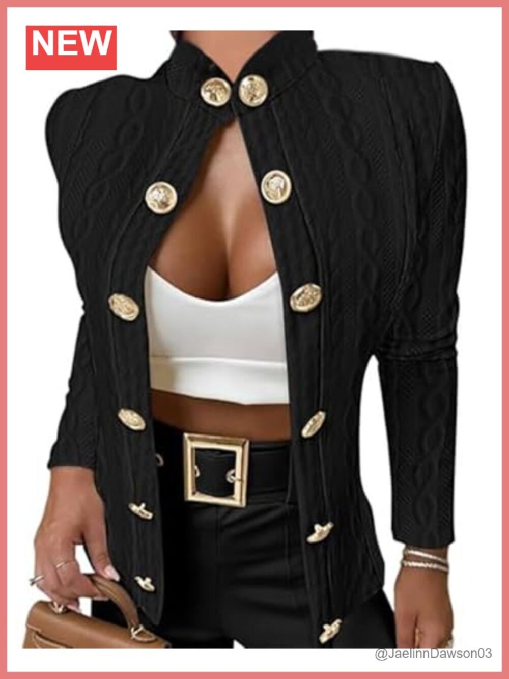 Women's Argyle Cable Knit Cropped Jacket Casual Stand Collar Coat